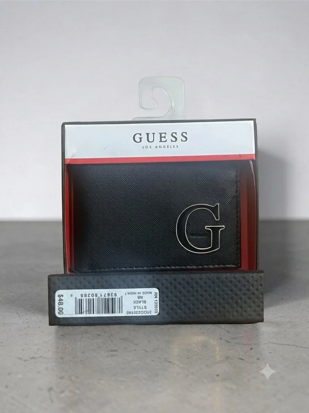 GUESS Black Men's Bifold Wallet with Gold G Accent